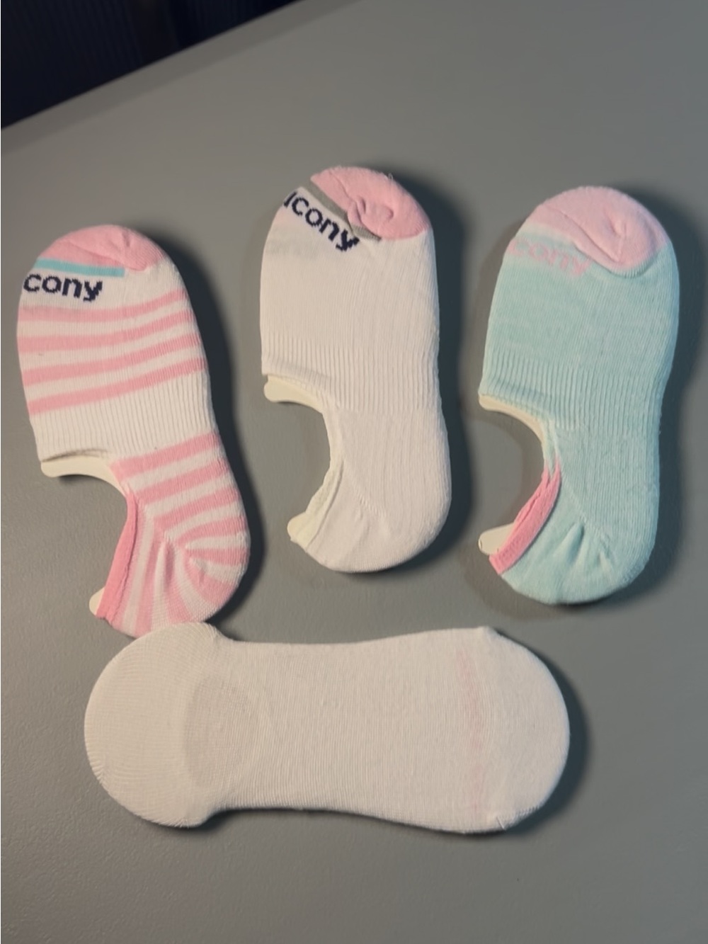 No-Show Pastel Sock Quad set with Pink Accents